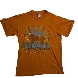 90s Vintage Big Buck Deer Graphic T-Shirt Burnt Orange Nature Gorpcore large